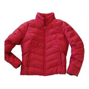Eddie Bauer red puffer jacket coat down filled size L Ladies